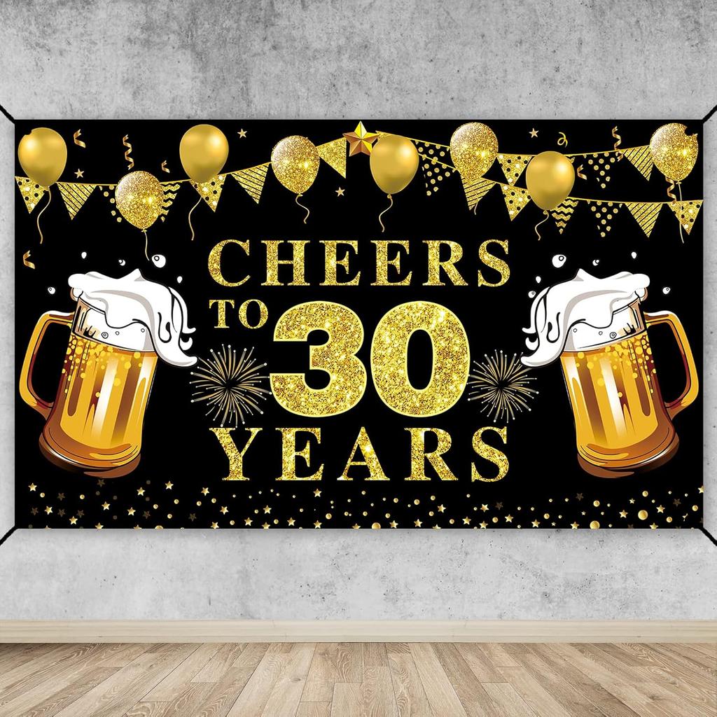 Lnlofen Cheers to 50 Years Banner Backdrop, Black Gold Happy 50th Birthday Decorations, 50 Anniversary Banner Poster Sign Party Supplies (72.8 x 43.3
