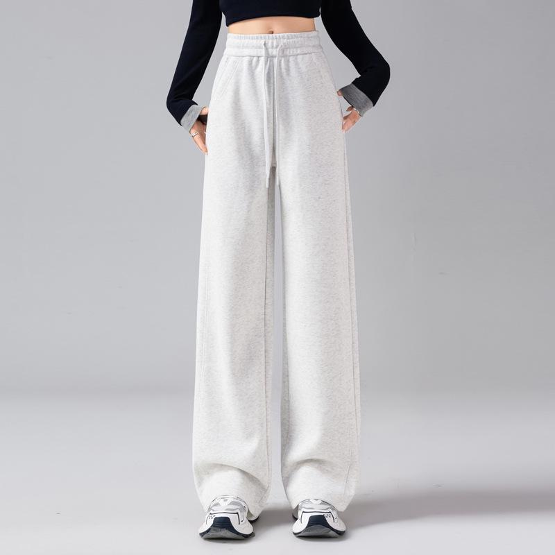 Women's High-Waisted Wide-Leg Slimming Cotton Sweatpants - Soft, Skin-Friendly, and Comfortable Casual Wear for Spring and Autumn