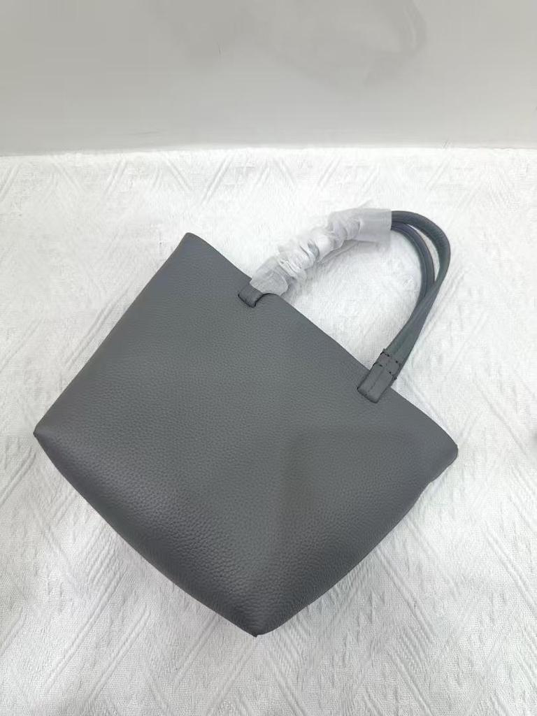 The Row Genuine Leather Small Tote Bag - Large Capacity, Lychee Pattern, Shoulder/Crossbody/Underarm Styles.