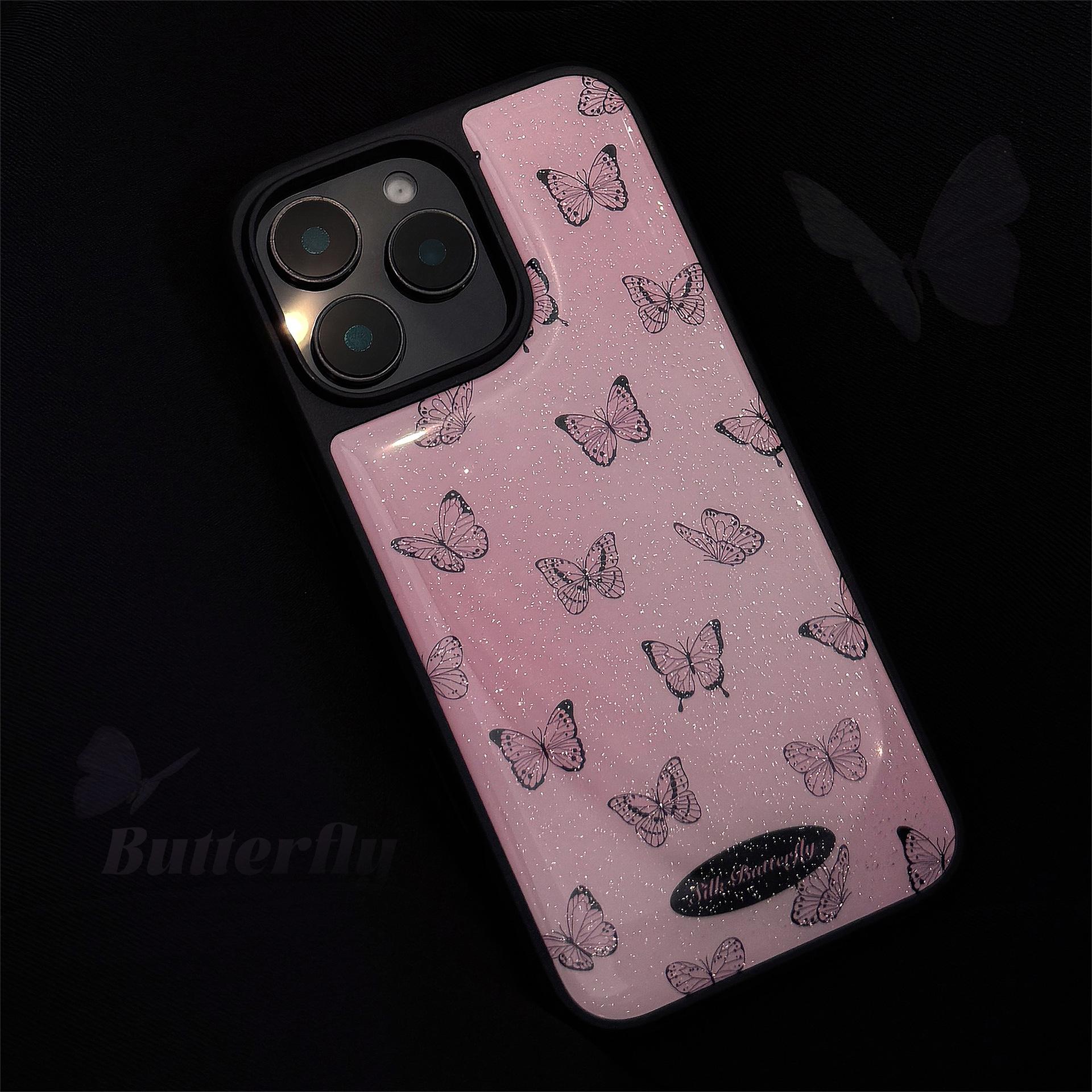 

Glue Glitter Ins Sweet Cool Butterfly Apple 15 Promax Mobile Phone Case Iphone16 Anti Fall 12 Samsung S25ULTRA