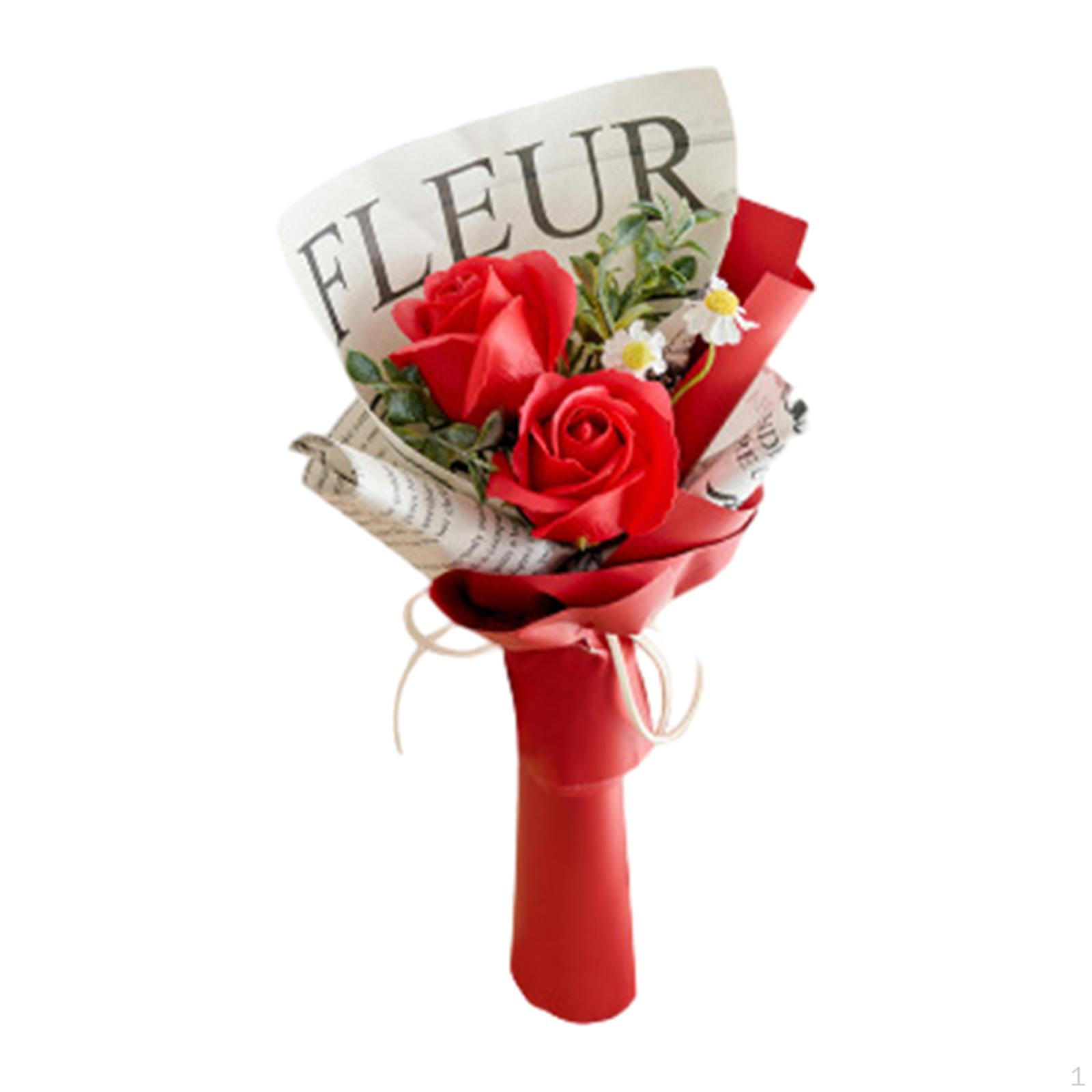 

Искусственные цветы из мыла с гирляндами Рождественский букет цветов для мамы 2Pcs Red Flowers