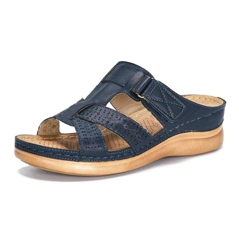 Women Sandals Wedge Summer Premium Orthopedic Open Toe Sandals Vintage Anti-slip Leather Casual Female Platform Retro Shoes
