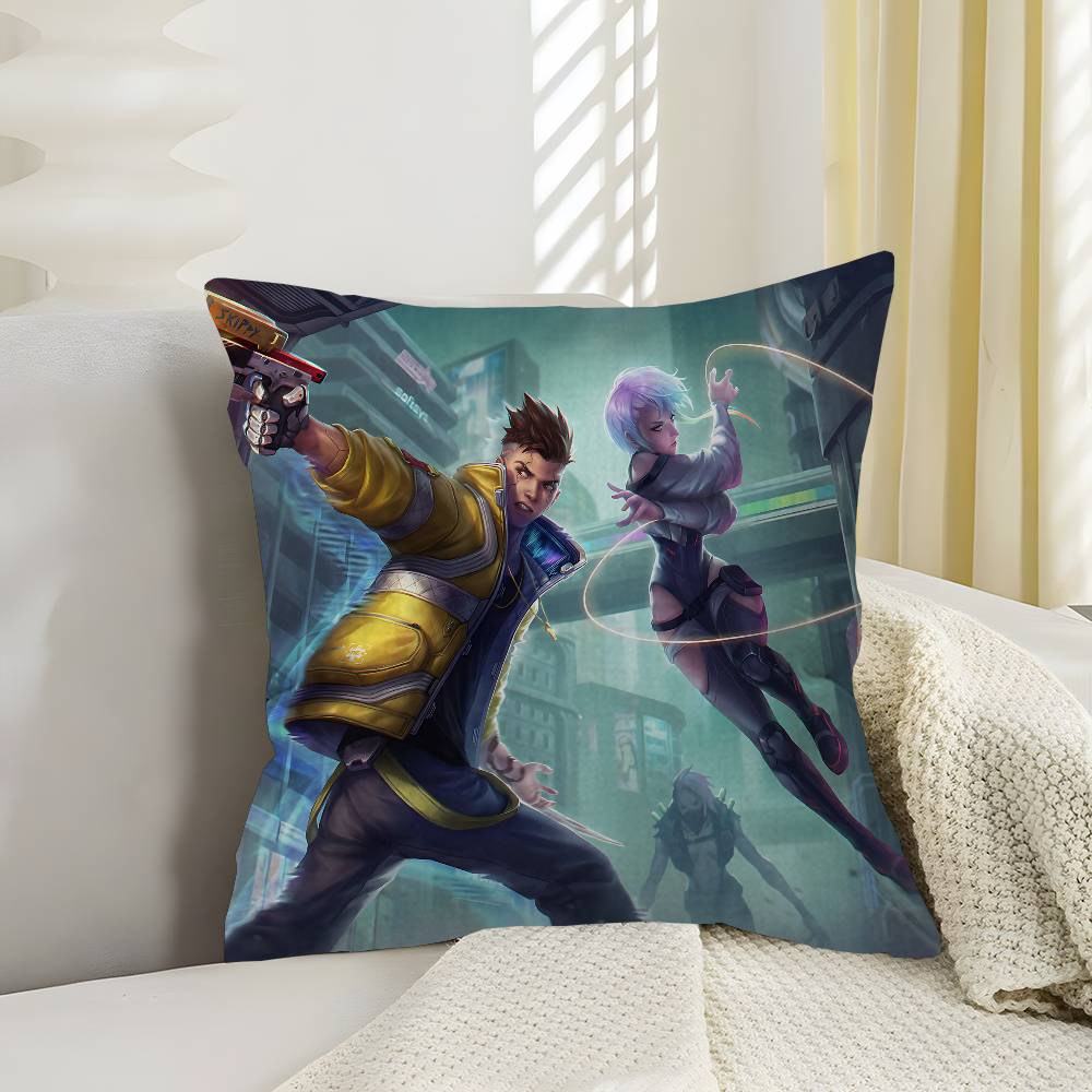 Tv Anine E-Edgerunners C-Cyberpunk Pillow Covers Cartoon Sofa Decorative Double-Sided Printing Short Plush Cute Cushion Cover