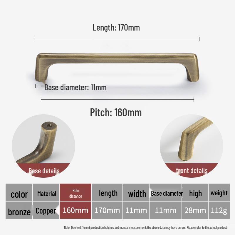 Bronze Brass Pull Handle: New Chinese Style Cabinet, Wardrobe & Drawer Retro Door Handle