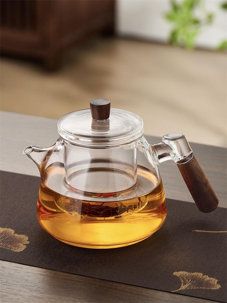 800ML Wooden Handle Heat-resistant Glass Teapot With Infuser Filter Cookig Loose Leaf Tea Maker Puer Oolong Tea Pot Tea Set
