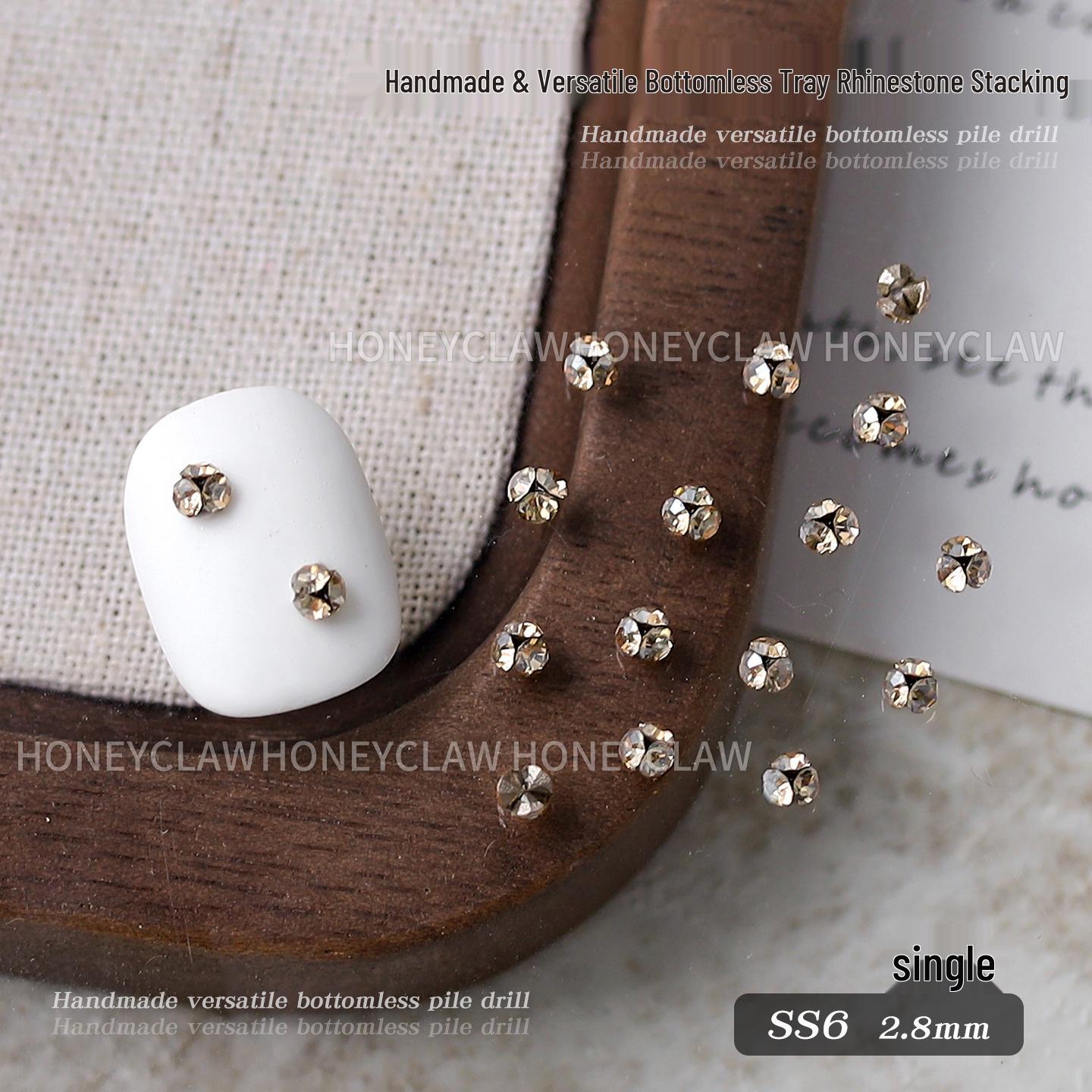 Champagne Rhinestone Nail Art Accessories - Small & Large Ultra Shiny Stacked Balls