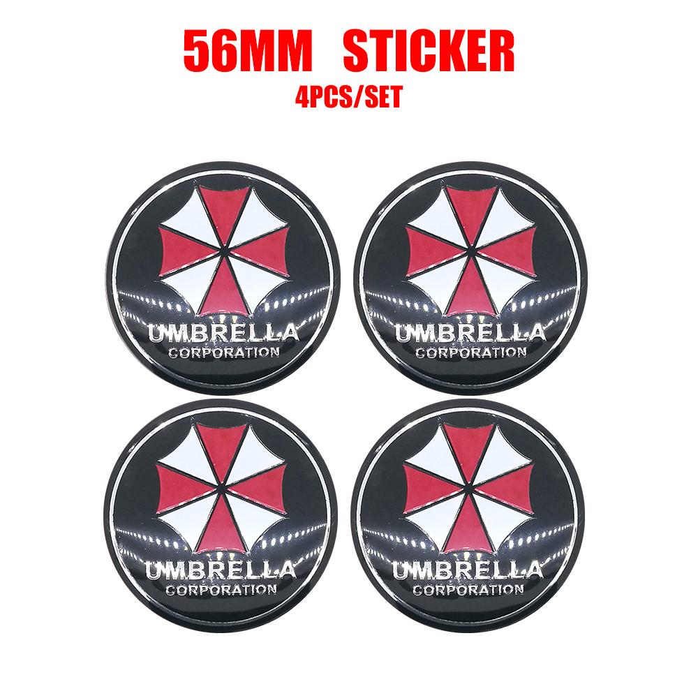 BAYD7 4PCS 56mm Umbrella Corporation Emblem Car Wheel Center Cover Sticker Auto Hub Caps Decal Accessories For Toyota Renault Volvo