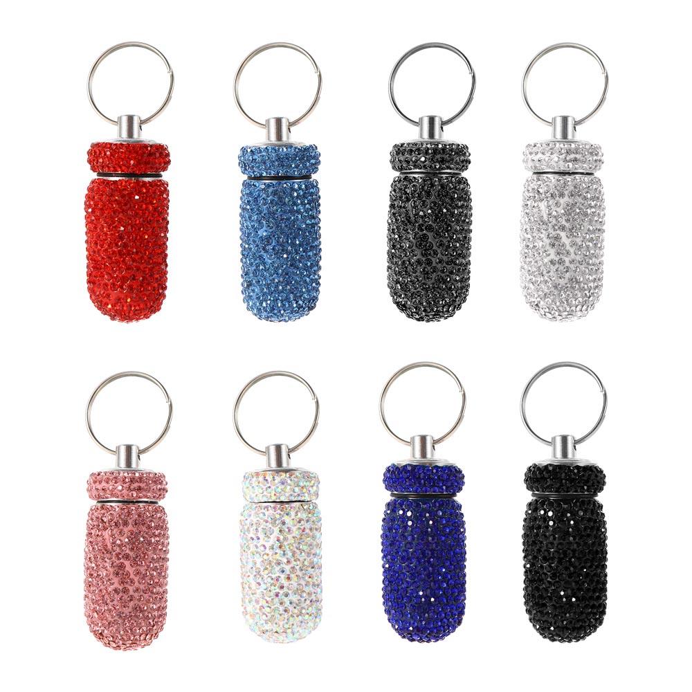 Vitamins Granule Storage Box Travel Pill Case Bling Medicine Bottle Capsules Organizer Key Ring