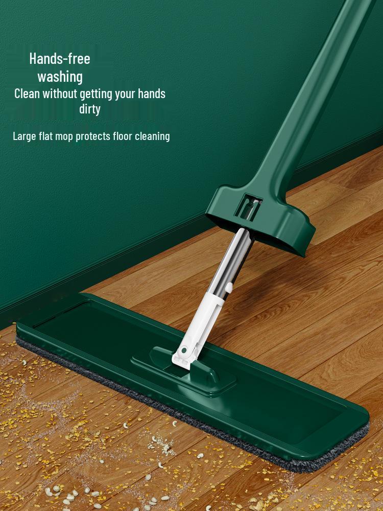 Hands-Free Effortless Flat Mop & Bucket - Dual Wet/Dry Use for Wood Floors