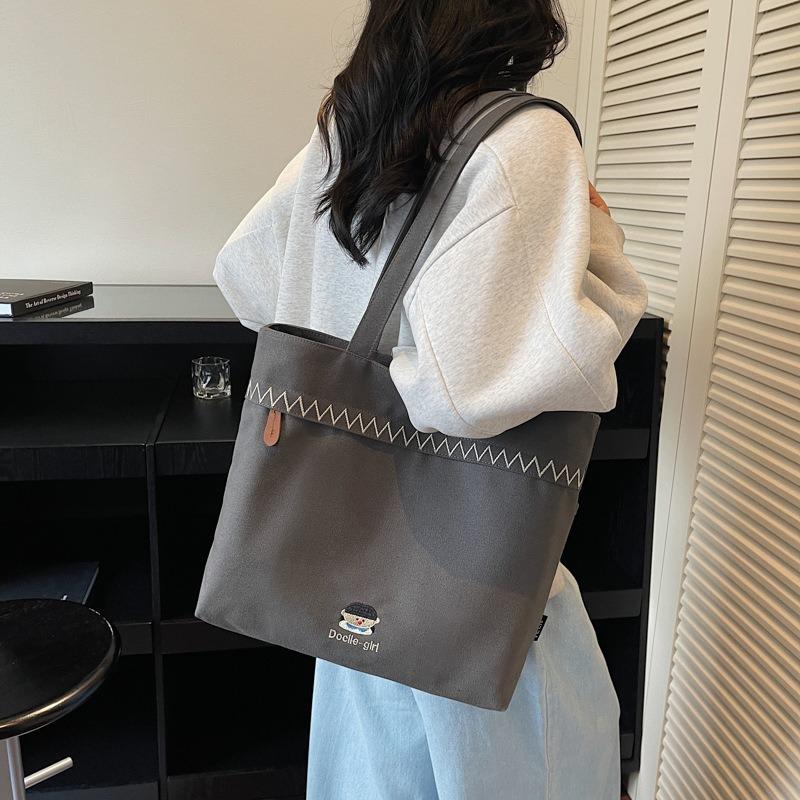Casual Canvas Bag Women's New Fashion Tote Bag Student Class Versatile Shoulder Bag