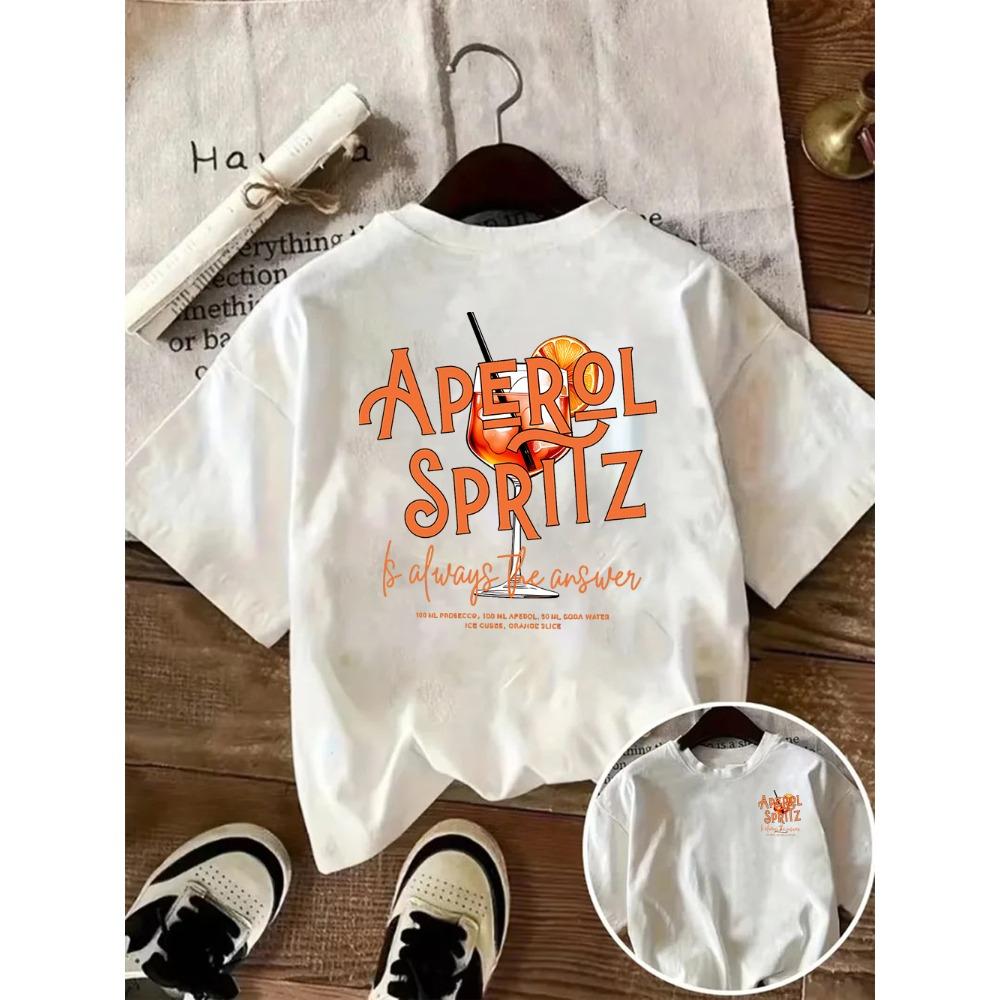Aperol Spritz Graphic Tee Summer Cocktail Party T-shirt Funny Drinking Slogan Top Casual Short Sleeve Streetwear for Women Men Y2K Meme Fashion 4XL