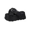 Thick-soled slippers for women to wear 2025 summer soft leather cross-toe stepping on shit sandals casual lazy slippers