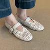 Luo Fansen's ultra-soft soft leather hollowed-out word with Mary Jane shoes flat-bottomed breathable shallow mouth retro ballet shoes