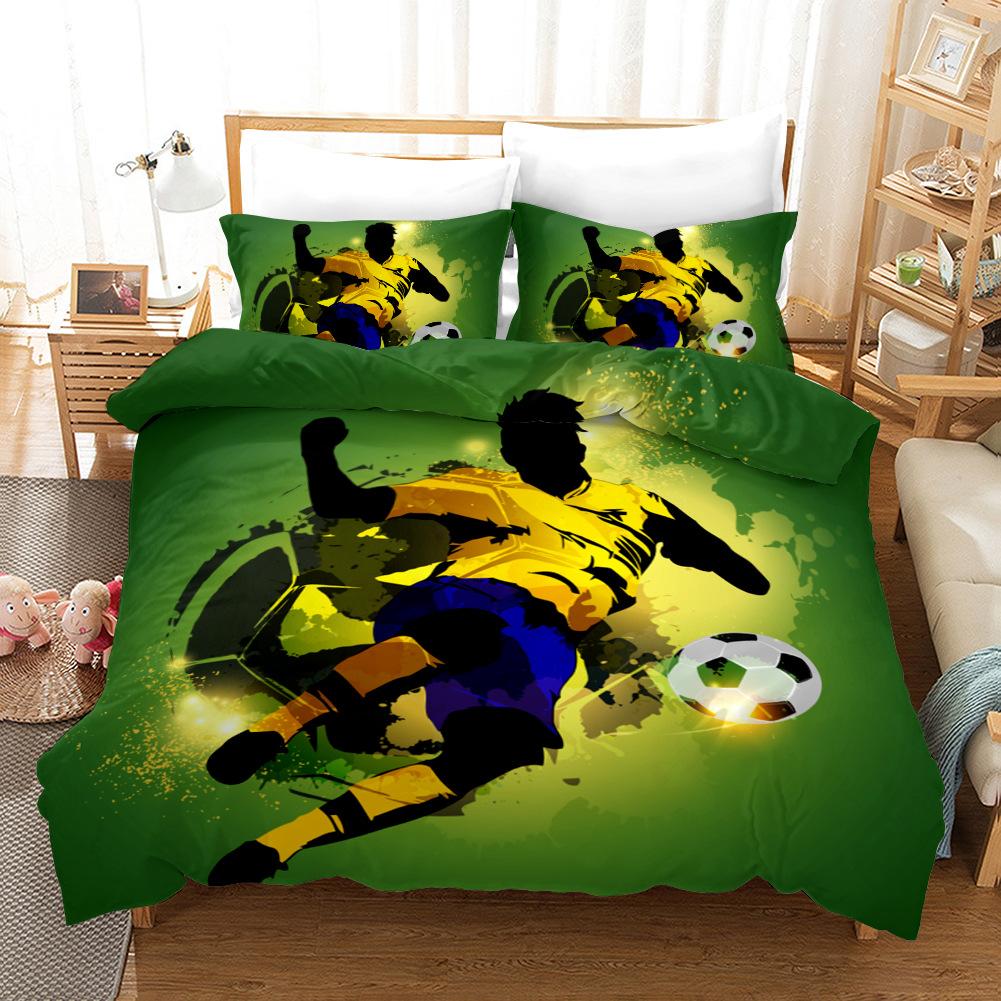 Soccer Duvet Cover Set Football Yin And Yang Pattern Cool Colour Polyester Comforter Cover King Queen Size For Football Player
