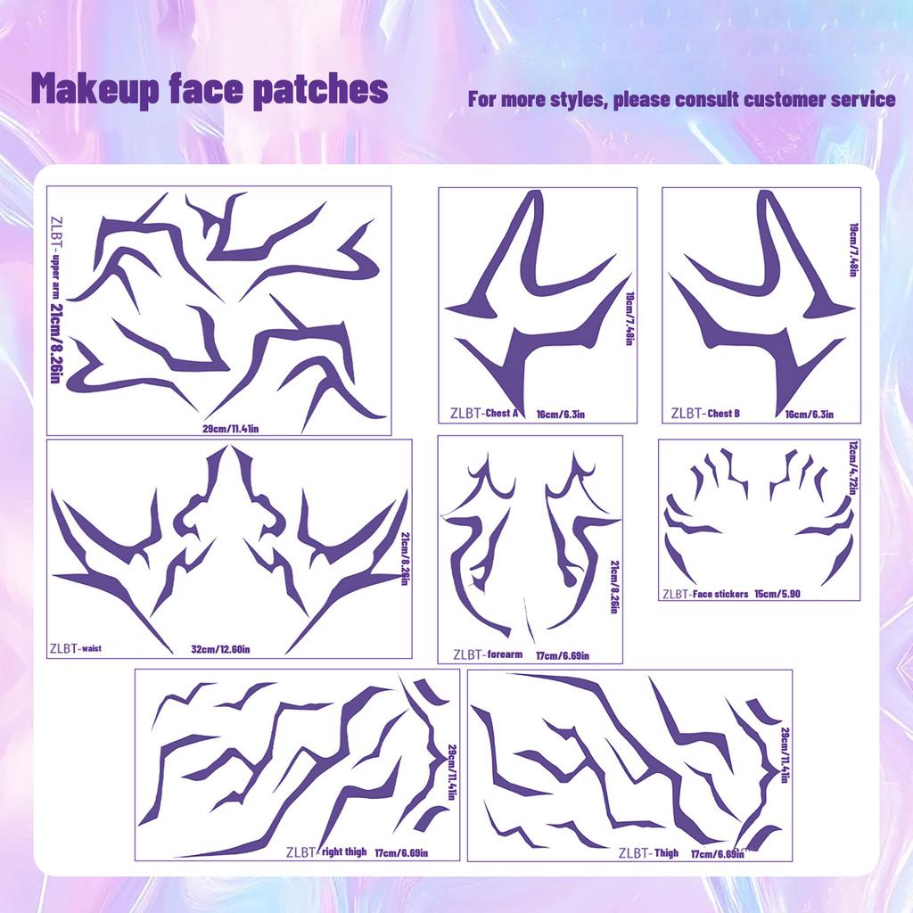 Kpop Demon Hunters Party Role-playing Lightning- Makeup Face Stickers Lightning Demon Hunter Makeup Boby Stickers Cosplay Prop