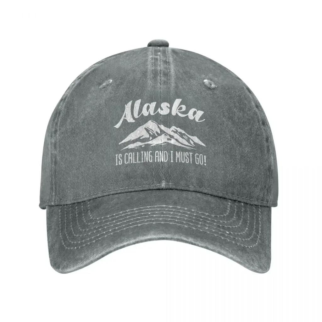 Lässige Alaska Ruft Berge Baseballkappe Unisex Damen Used Gewaschen Snapback Lustiger Reise Spruch Outdoor Workouts Hüte