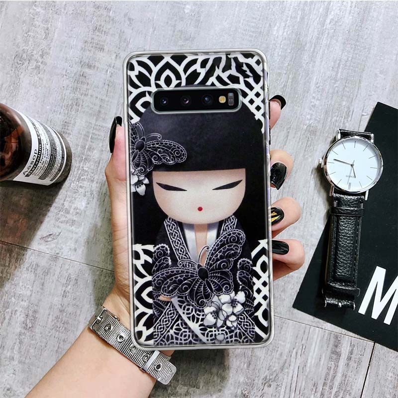 Kokeshi Doll Kimono Girl Phone Case For Samsung Galaxy S26 S25 Edge S24 S23 FE S22 Ultra S21 Plus S20 + Fundas Cover Coque Galax