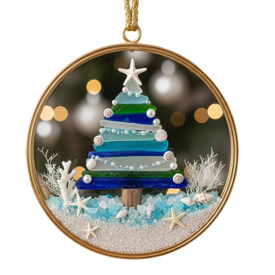 Décoration de Noël Série Océan Ornements Acryliques Décor Suspendu de Noël avec Thèmes Océan Cadeau Festif pour la Maison et l'Exposition d'Arbre
