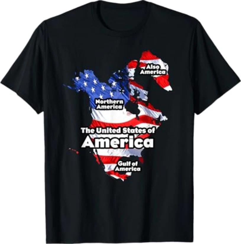 Trump American Flag USA Canada Greenland Gulf Map - Black, Small - T-Shirt M