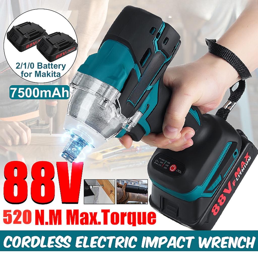 

520Нм 88В Бесщеточный Аккумуляторный Электрический Ударный Гайковерт Перезаряжаемый 1/2 дюйма Гайковерт Электроинструменты С 2 Аккумуляторами 1*Battery