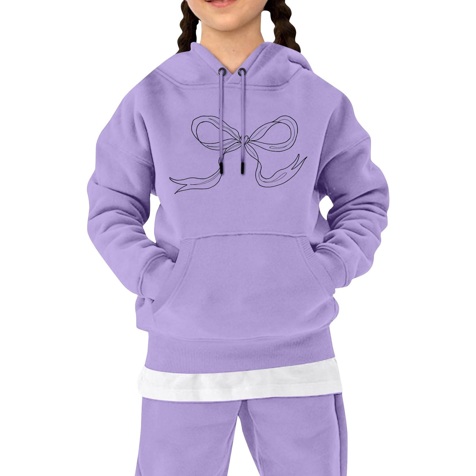 

Детская повседневная толстовка с капюшоном и принтом банта 140 фиолетовый