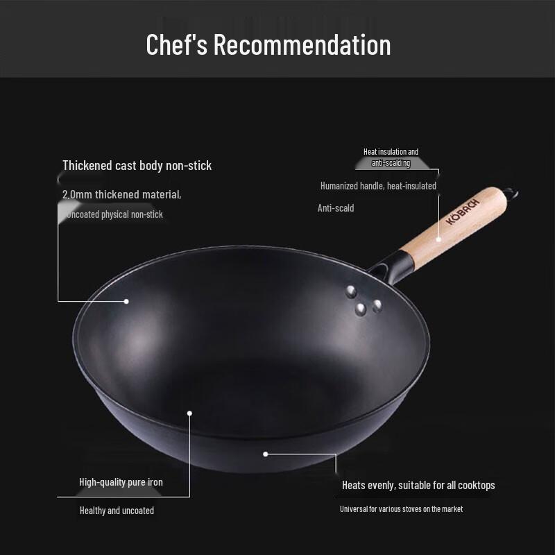 Kangbach Fine Iron Non-Coated Wok