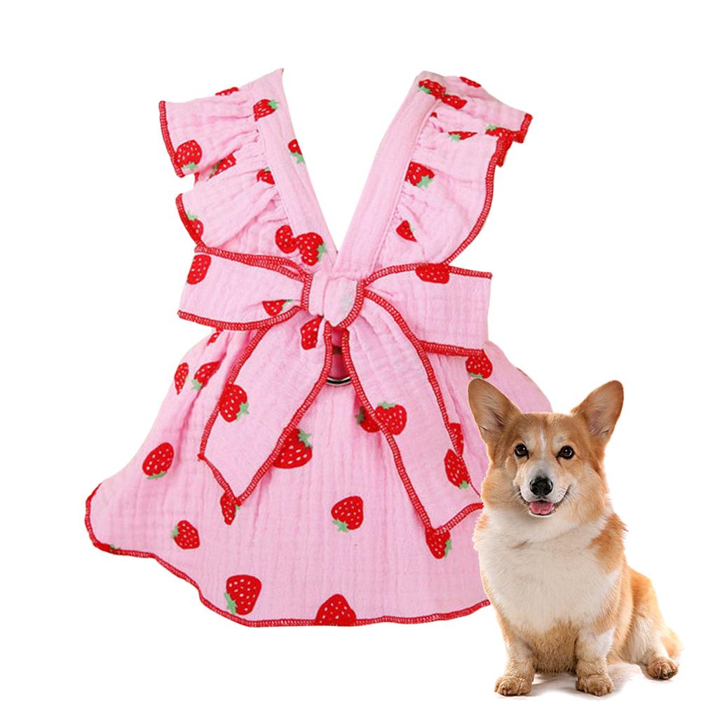 Kleine Hundekleider Welpenkleidung Hundekleid Erdbeerprint Partykleid Niedliche Hundekleider Katzenbekleidung Welpenkleid Frühling