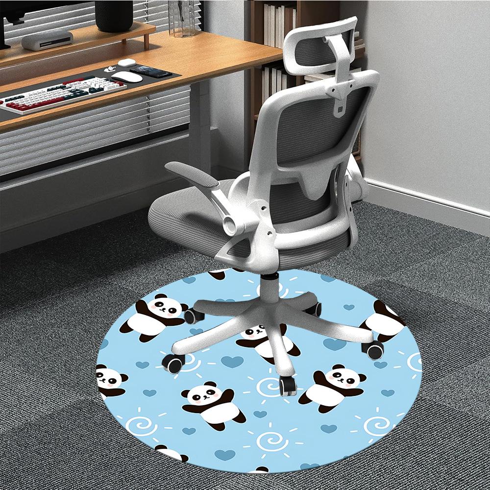 

1pc Panda Pattern Chair Carpet for Office, Round Polyester Mat, Indoor Decor for Office, Washable Non-slip Carpet yy251219138 80cm by 80cm