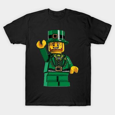 Herren Schwarzes T-Shirt mit Aufdruck Lego Leprechaun Kein-Schnitt Transferpapier Druck Baumwoll-T-Shirt