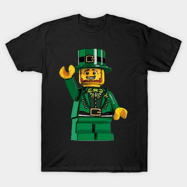 Men Black Print T-shirt Lego Leprechaun No-Cut Transfer Paper Print Cotton Tshirt 2XL