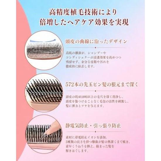 Hair Brush Cultivates Smooth Shiny Scalp Care Ladies Comb Wet Both Dry Use Tangle-Free Anti-Static Massage Loss Prevention Compact Gift Present Day