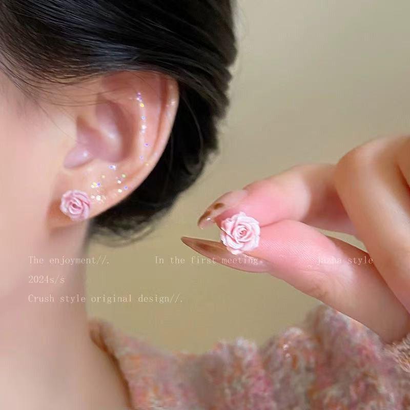 Pink Rose Magnetic Ear Cuff for Women: 2025 Sweet Style, Light Luxury High-End Earrings