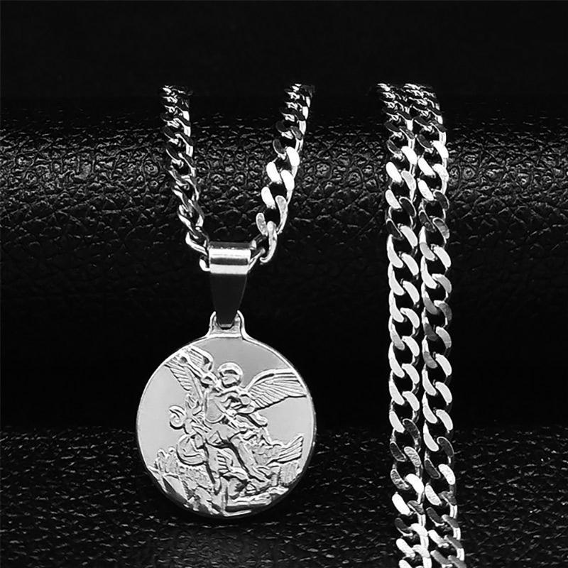 Archanděl Zlatý/Stříbrný Přívěsek Náhrdelník pro Muže a Ženy Nerezová Ocel Choker Náboženské Šperky Inspirativní Dárek