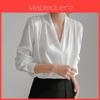 Satin Shirt For Women Long Sleeve With French Design And Classic Style For Office Wear