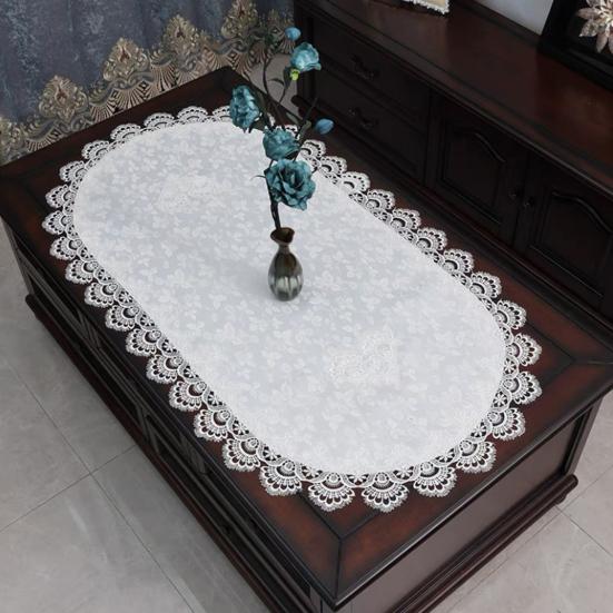 Oval Lace Table Runner, Vintage Table Runner Doily, Retro Lace Table Runner Floral Placemat for Coffee Table Dining Table Decor