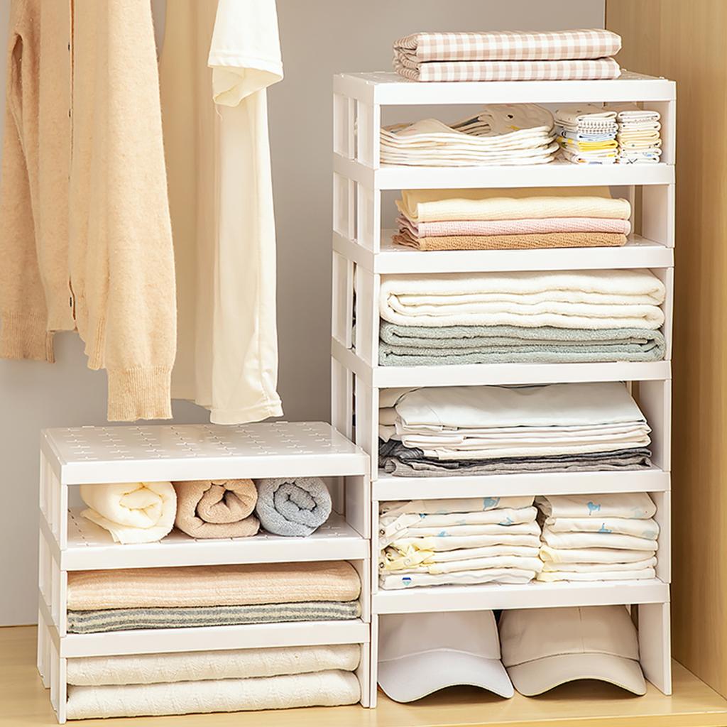 Kleiderschrank Aufbewahrungsregale Schlafzimmer Schrank Organizer Stapelbares Kunststoff Mehrschichtiges Aufbewahrungsregal Kleidersortier Aufbewahrungshalter
