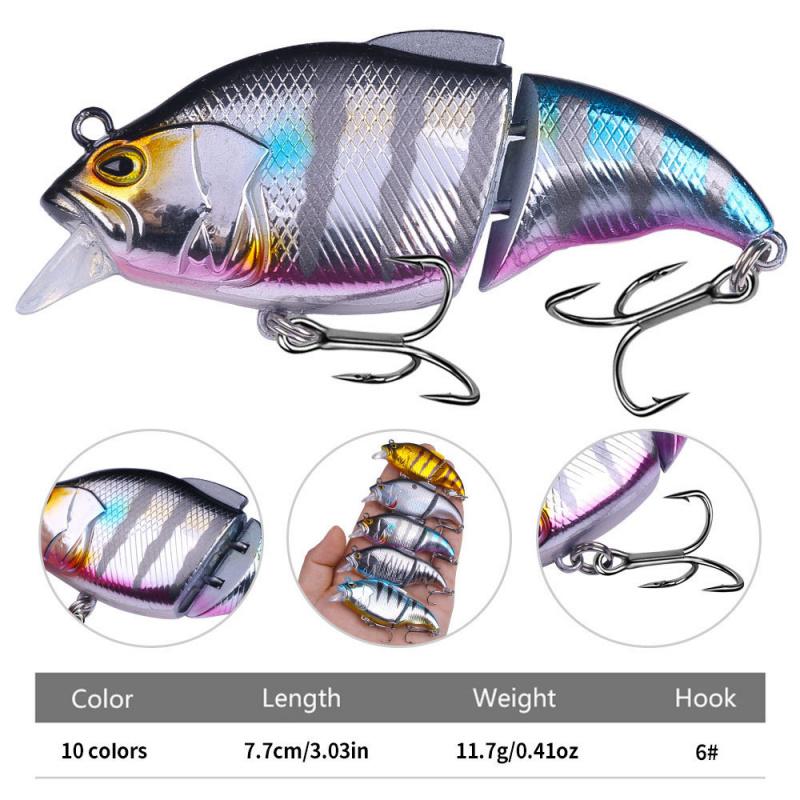 12Gram7.5Centimeter long-range cast across the entire swimming depthVIBLure bait6Realistic Double-Jointed Bass Lure with Hook