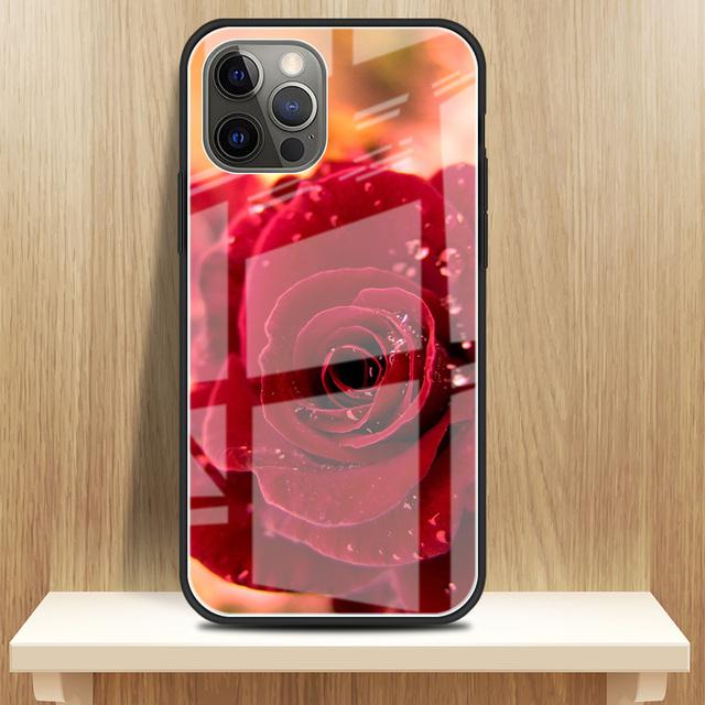 

Модний скляний чохол для Apple Iphone 13 12 Mini 11 Pro Max 7 8 Plus Xr X Xs 6 6s Se 2020 сумка червоні троянди квіти кришка телефону iPhone 12