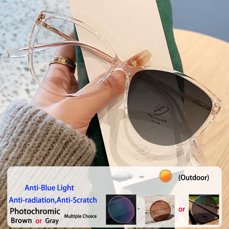 New Fashion Anti-Blue Light Glasses Ultra-Light Blush Cold Brown Korean Round Metal Frame Eyewear