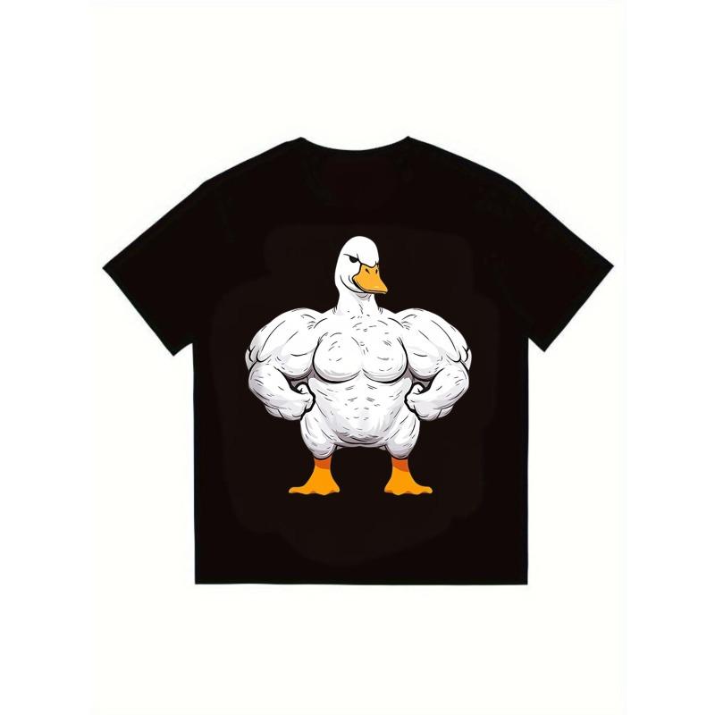 

Чоловіча та жіноча футболка Muscle Duck Чорна мультяшна качка з рельєфними м язами Принт Повсякденний вуличний одяг для чоловіків та жінок XXXXL