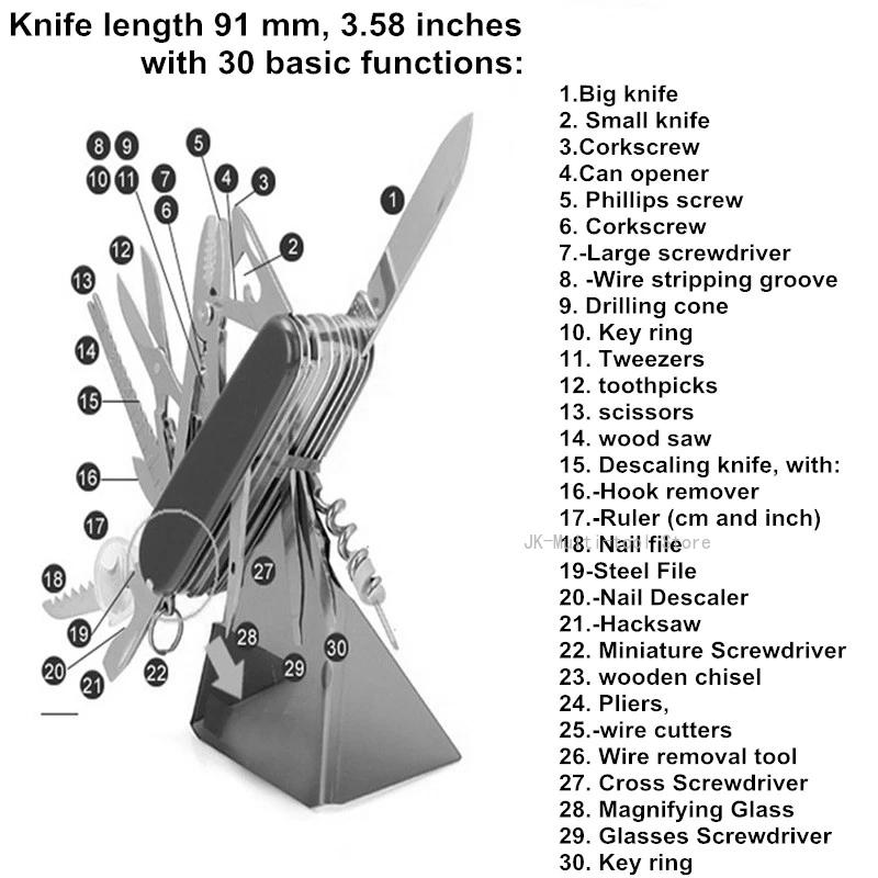 17 in 1 Pocket Folding Screwdriver 91mm Portable Outdoor Knife Multifunctional Stainless Steel Camping Pliers Knife Hand Tool