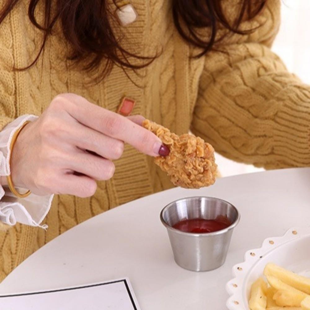 12PCS/SET 304 Stainless Steel Dipping Sauce Cup Small Size Salad Jam Cup Sushi Preparation