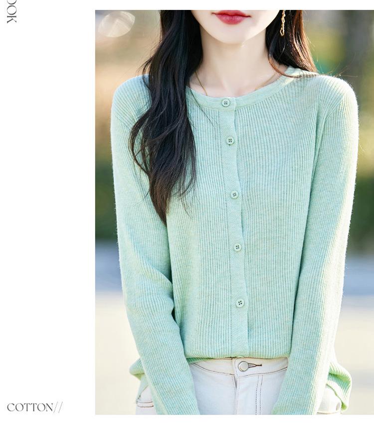 Cardigan Lâche en Maille Style Coréen pour Femme Printemps/Été 2026 - Col Rond, Manches Longues, Veste Pull en Maille Fine