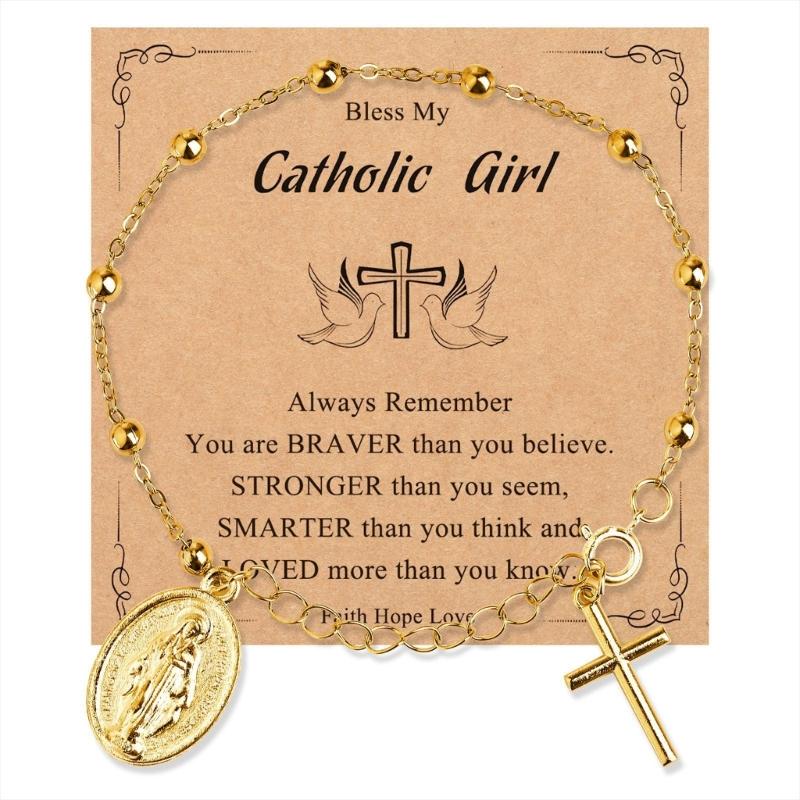Stylish Religious Rosary Chain With Virgin Marys Crosses Pendant Alloy Designs Ideal For Gifting Or Devotions