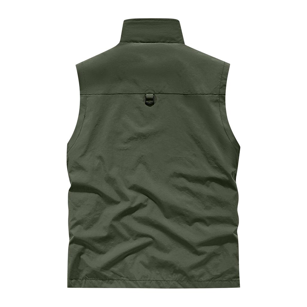 Herren Einfarbig Outdoor Mehrfach-Taschen Weste Locker Weste Arbeitskleidung Freizeitjacke Weste