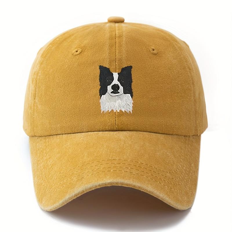 Printed Cute Border Collie Dog Baseball Cap Retro Outdoor Light Curved Brim Cap Truck Driver Hat Holiday Camping