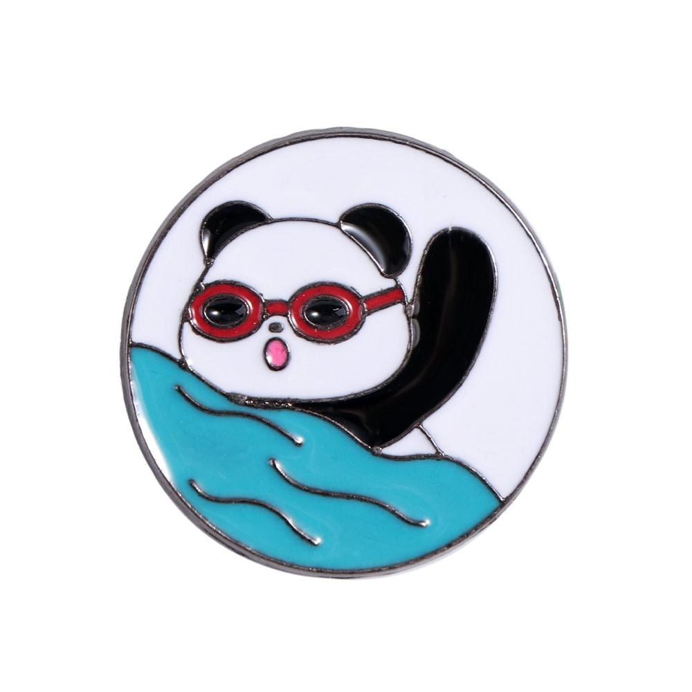 Zinc Alloy Panda Athlete Enamel Pins Trinket Craft Panda Skateboard Brooch Personality Jewelry Giant Panda Shape Badge Hat Badge