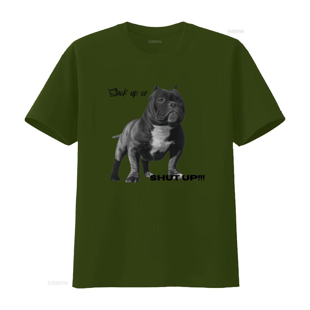 Stack Up OR SHUT American Bully T shirt Enthusiast Lovers Dog vintage Washed Stretched designer clothes streetwear Soft
