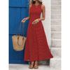 New European American French Vintage Polka Dot Sleeveless Backless Waist Cinched Vacation Dress