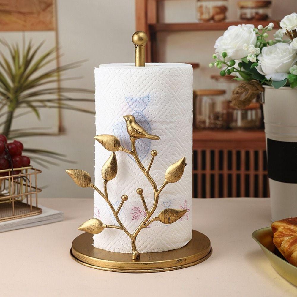 Rose Shaped Roll Paper Towel Holder Ginkgo Leaf Tissue Stand Tissue Storage Rack  for Kitchen